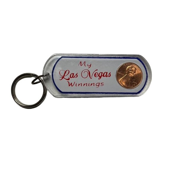 Novelty Acrylic My Las Vegas Winnings Vintage Keyring Key Chain  u - Picture 1 of 2